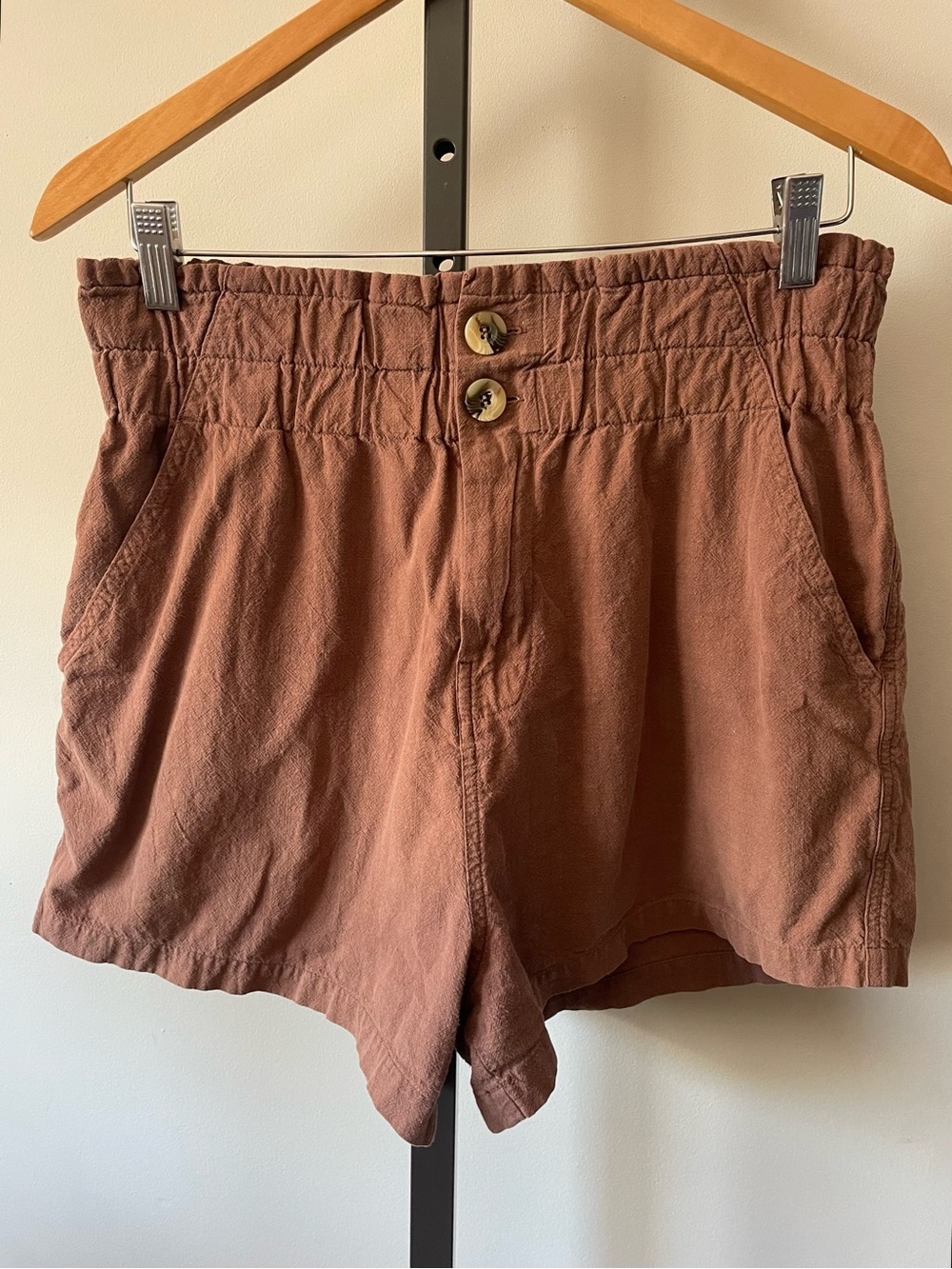 Ghanda Paperbag High Waisted Boho 100% Cotton Shorts Size 12